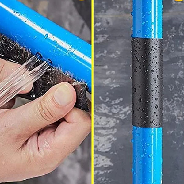 Waterproof tape sealing a pipe